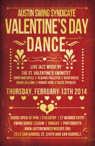 Austin Swing Syndicate Valentine's Day Dance Poster for February 13, 2014