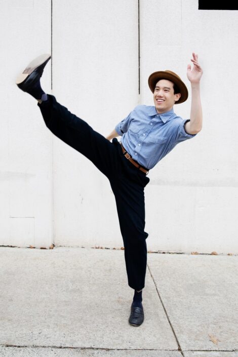 DJ Kevin kicks really high